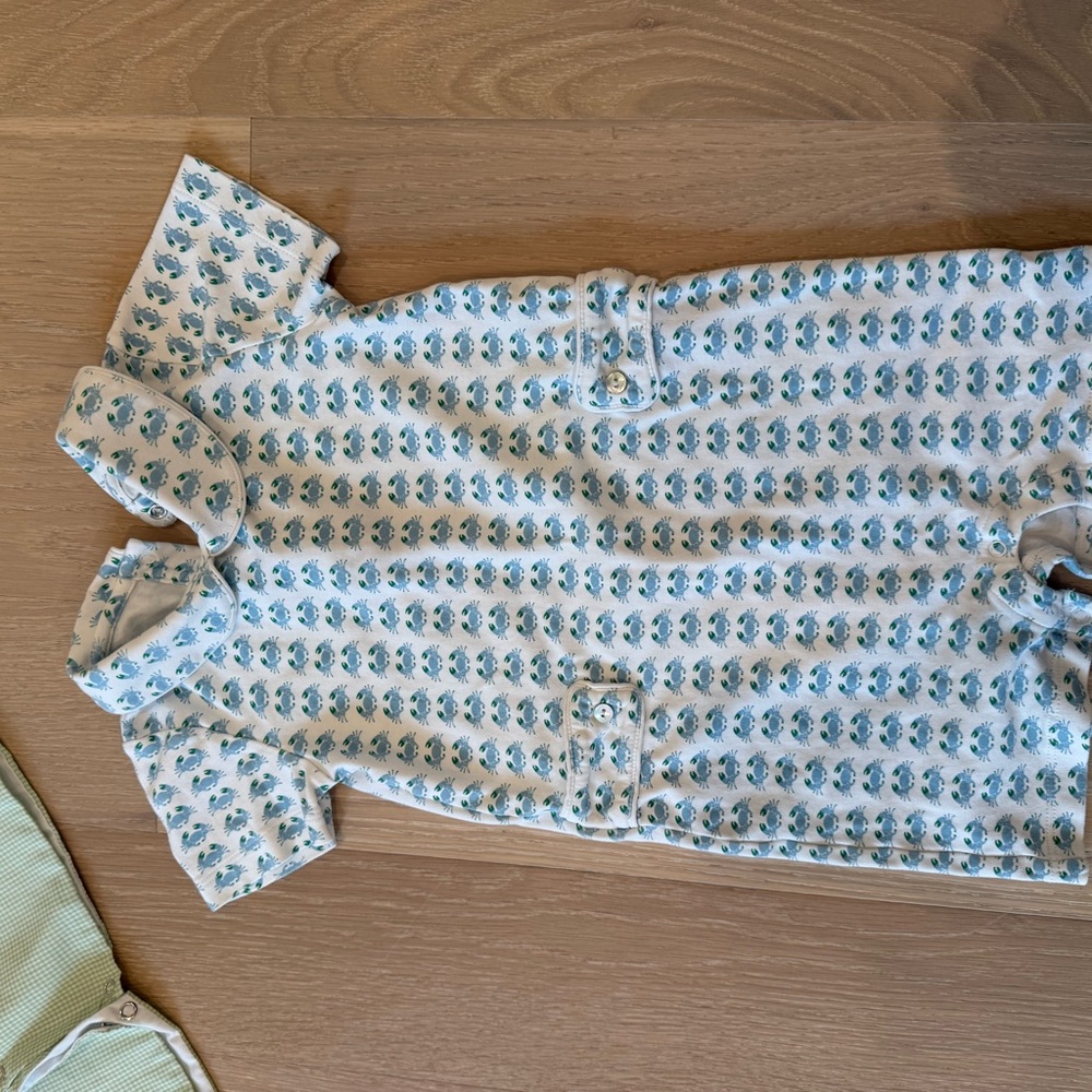 Charming Kids Button Down Shirt with Blue Patterns
